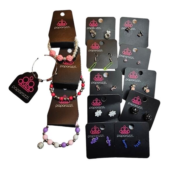 Paparazzi Bracelet and Pierced Earring Lot of 14 NEW Lot 2594 - Picture 1 of 5